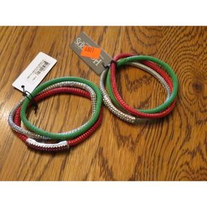 Two Sets of Howards Jewelry Metal Beaded Christmas Bracelets - NEW with Tags